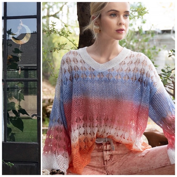 Hand Dyed Caribbean Blue Knit Pullover - Picture 7 of 12